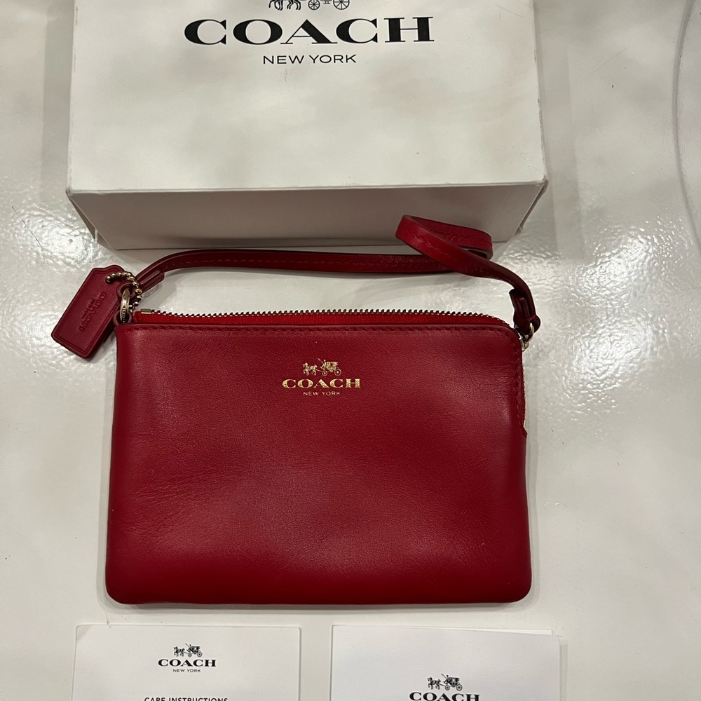 Coach Scarlet Leather Wristlet